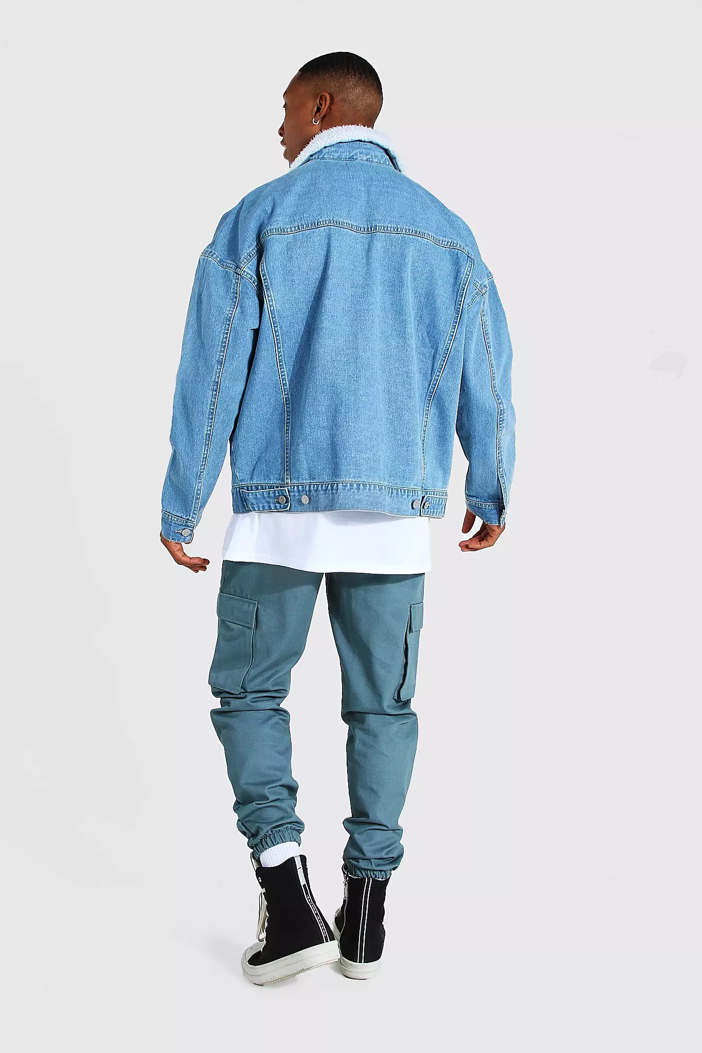Oversized borg trucker jacket sales
